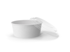 Paper Food Bowl with Clear Lid for Soup for Salad 26 oz 750 ml Open.H03.2k