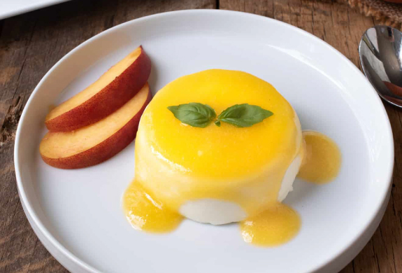 Panna Cotta with Peach Compote